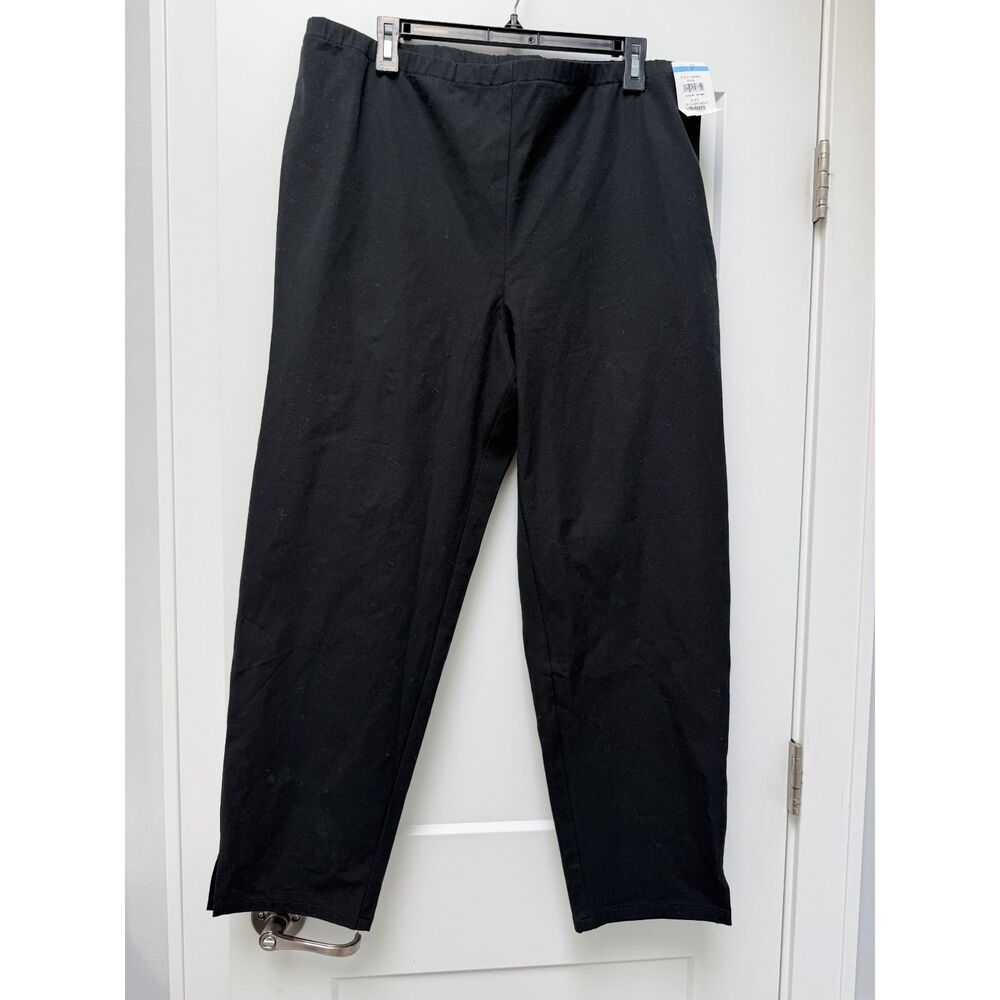 Eileen Fisher Black Stretch Side Zip Ankle Pants Organic Cotton 1X